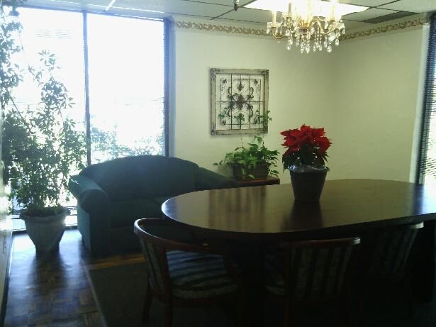 TILE ENTRY AND RECEPTION, 3 OFFICES AND LARGER ROOM.